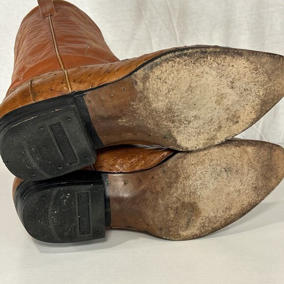 Vintage JE-VER COWBOY Boots Brown Ostrich Leather Men’s Size 10.5 Western Mexico - Picture 6 of 11